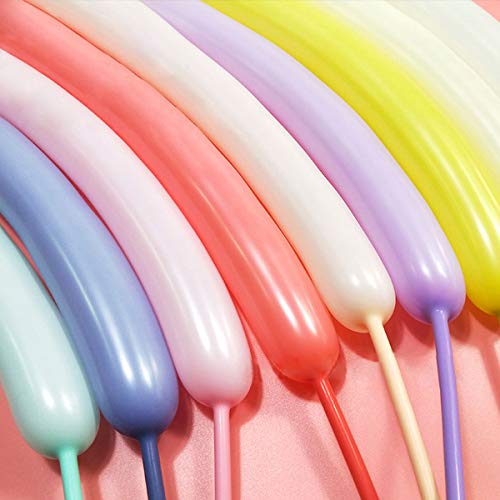 Product Cover GuassLee Long Balloons for Balloon Animals Twisting Balloons - 100pcs Macaron Candy Colored Balloon 260Q Latex Magic Balloons Kits for for Party, Clowns, Wedding,Festival,Activity Decoration