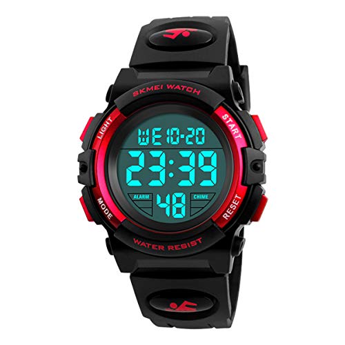 Product Cover Boys Digital Watch Outdoor Sports 50M Waterproof Electronic Watches Alarm Clock 12/24 H Stopwatch Calendar Boy Wristwatch - Red