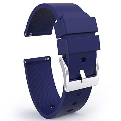Product Cover Wellfit Watch Strap, 18mm Silicone Watch Band, 18mm Quick Release Watch Band, 18mm Rubber Watch Bands (18mm, Navy Blue)