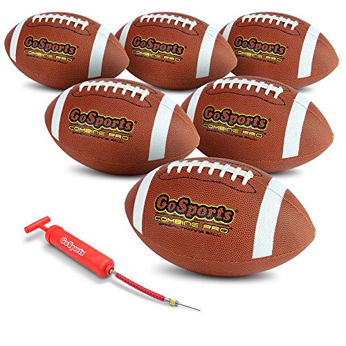 Product Cover GoSports Combine Football 6 Pack | Regulation Size Official Composite Leather Balls