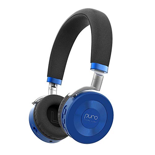 Product Cover Puro Sound Labs JuniorJams Volume Limiting Headphones for Kids 3+ Protect Hearing - Foldable & Adjustable Bluetooth Wireless Headphones for Tablets, Smartphones, PCs - 22-Hour Battery Life, Blue