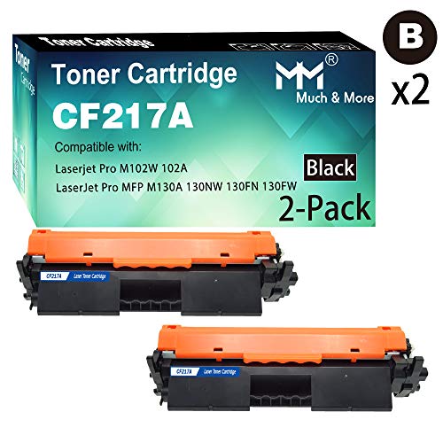 Product Cover 2-Pack Compatible Black (with Chip) CF217A 217A Toner Cartridge 17A Used for Laserjet Pro M102A M102W MFP M130NW M130FN M130A M130FW Printer, Sold by MuchMore