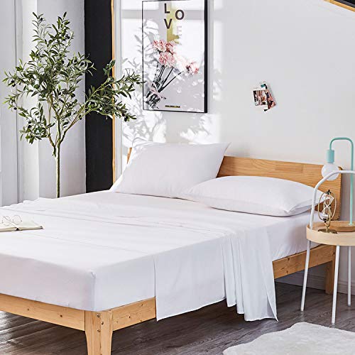 Product Cover Dreaming Wapiti Queen Sheet Set, Double Brushed Breathable 4pcs Microfiber Bedding, Super Soft Luxury Bed Sheets with 16-inch Deep Pocket, Hypoallergenic, Wrinkle Fade Resistant (White)