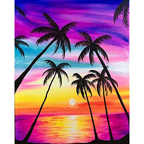 Product Cover ACANDYL Paint by Number Coconut Tree DIY Oil Painting Paint by Number Kit for Kids Adults Students Beginner Canvas Painting by Numbers Acrylic Oil Painting Arts Craft Coconut Painting 16x20 Inch