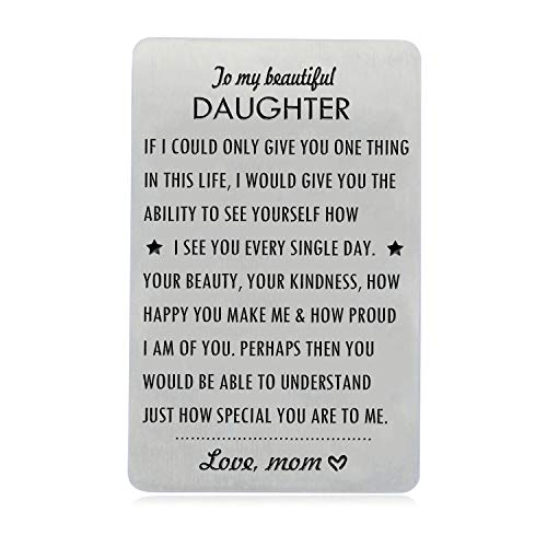 Product Cover Gifts for Daughter from Mom, To My Daughter Engraved Wallet Card Inserts with Inspirational Quotes, Christmas, Birthday, Wedding, Graduation, Gift Ideas