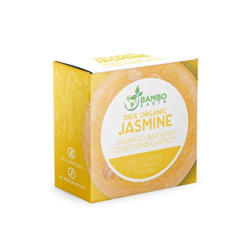Product Cover Solid Shampoo Bar And Conditioner Effect Hair Soap - 100% Organic Shampoo Bars For Hair With All Natural Plant Based Essential Oils And Zero Waste Biodegradable Packaging (Jasmine)