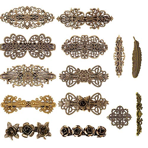 Product Cover 14 PCS Retro Vintage Metal French Barrette, Kalolary Vintage Bronze Hair clips, Jewelry Accessory for Women Girls Hair Decoration
