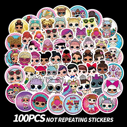 Product Cover Bsstr 100pcs LOL Stickers, Vinyl Waterproof Stickers, for Laptop, Luggage, Car, Skateboard, Motorcycle, Bicycle Decal Graffiti Patches, Teens,Adults,Boys and Girls Sticker
