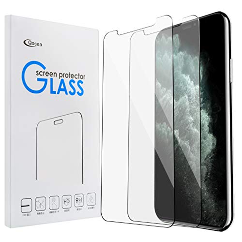 Product Cover Qoosea Compatible with iPhone 11 Pro Max 2019 6.5 Screen Protector (2 Pack) Ultra-Thin High Definition Clear Tempered Glass Screen Protector for iPhone 11 Pro Max