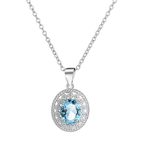 Product Cover Heberry Women Necklaces Valentine's Day Fashion Jewelry Blue Topaz Clavicle Chain Woman