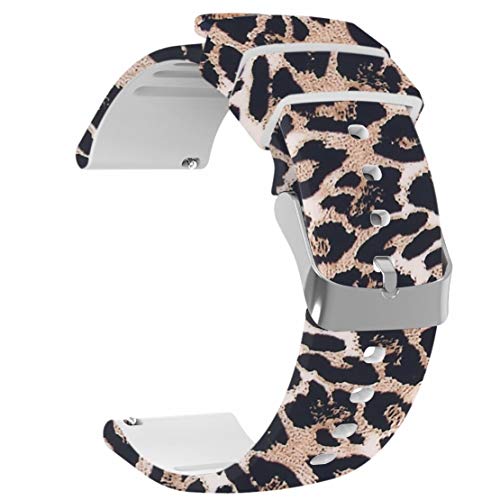 Product Cover JIELIELE for 22mm 20mm Quick Release Sport Watch Bands, Lightweight Soft Rubber Silicone Replacement Band Straps (Leopard, 20mm)