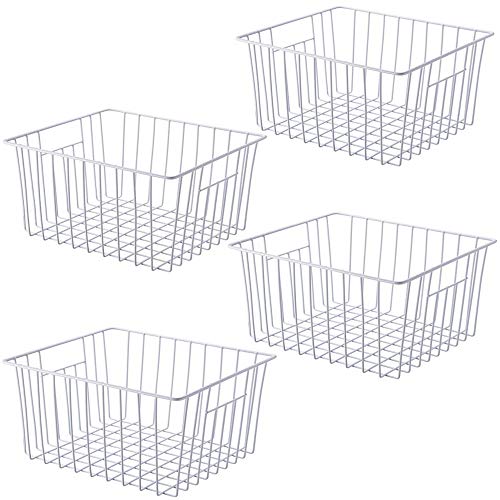 Product Cover SANNO Freezer Storage Organizer Baskets, Household Refrigerator Bin with Built-in Handles for Cabinets, Pantry, Closets, Bedrooms - Set of 4