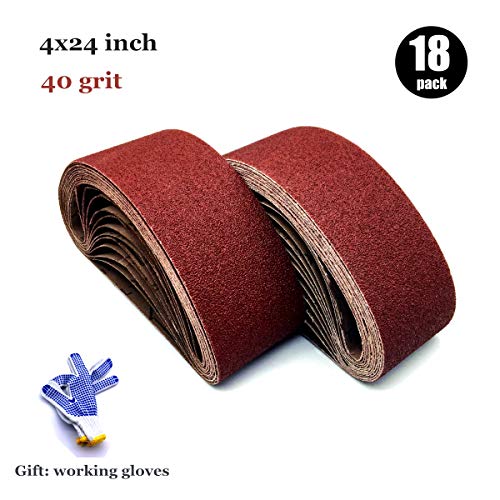 Product Cover 4x24 Sanding Belts | 40 Grit Aluminum Oxide Sander Belts | Premium Craftman Belt Sandpaper,18 Pack(4x24in,40 Grit)