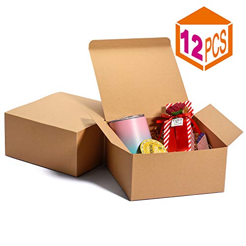 Product Cover MESHA Kraft Boxes 8x8x4 Inch Bridesmaid Proposal Boxes Brown Gift Boxes Bulk,Brown Paper Gift Boxes with Lids for Gifts, Crafting, Cupcake Boxes,Boxes for Wrapping Gifts（Brown-12Pack）