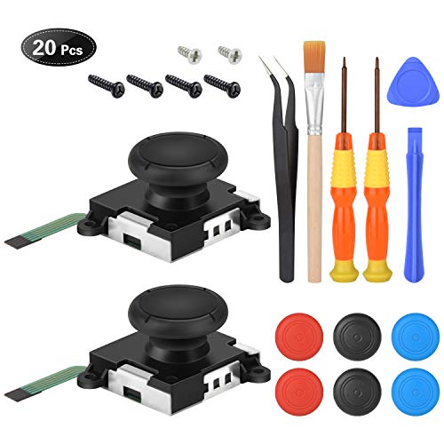 Product Cover 2 Pack 3D Joystick Replacement for Nintendo Switch joycon,Analog Thumb Stick Joy Con Controller Repair Kit, Thumb Joystick Left and Right with Full Repair Tool Set.