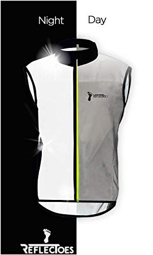 Product Cover ReflecToes Reflective Windbreaker Vest for Running and Cycling. Super Bright, Lightweight, Premium and Durable Womens Or Mens Jacket - 4 Way Stretch Fabric - Rear Pockets Large
