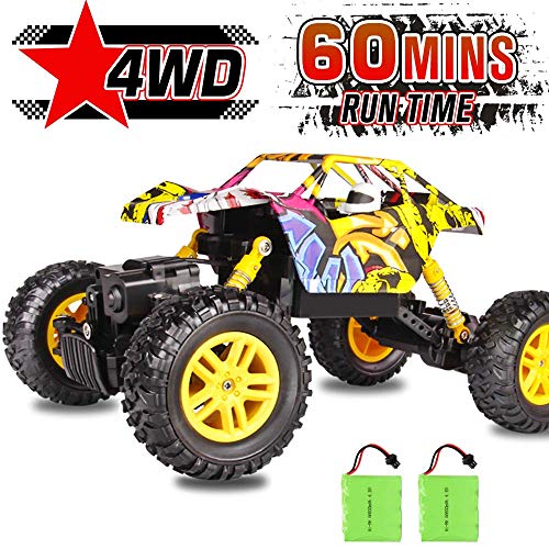 Product Cover RC Car DOUBLE E 1/18 Remote Control Car 4WD Monster Truck 2.4Ghz with Two Rechargeable Batteries Dual Motors Unique Graffiti Off Road Rock Crawler