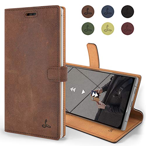 Product Cover Samsung Galaxy Note 10 Plus Case, Genuine Leather Wallet Viewing Stand Card Slots, Flip Cover Gift Boxed Handmade in Europe Samsung Galaxy Note 10+ (Brown)