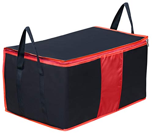 Product Cover Storite Multi-Purpose Heavy Duty 110 Litres Super Size Large Toys Storage bag / Clothing Storage Organiser / Stationery Paper Storage Bag with Zipper Closure and Strong Handle - Black/Red (63.5 x 45.7 x 38 cm)