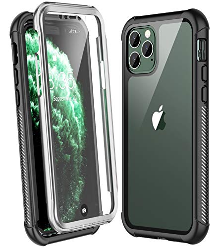 Product Cover Vapesoon iPhone 11 Pro case, Full Body Built-in Screen Protector Cover 360 Degree Protection Rugged Dropproof Shockproof Cases for iPhone 11 Pro (5.8 Inch) 2019-Black/Clear