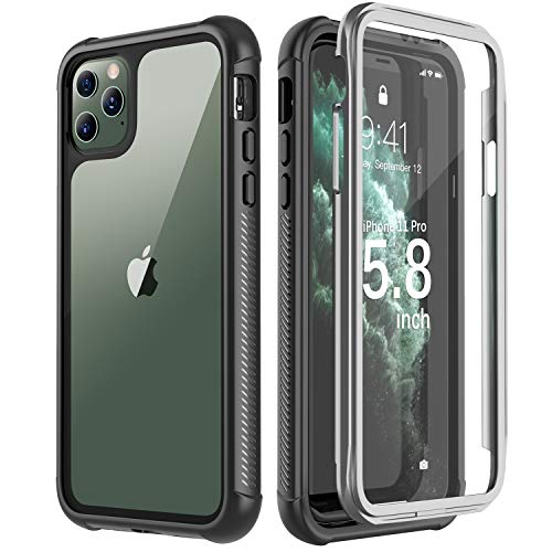 Product Cover Eonfine Designed for iPhone 11 Pro Case, Shockproof Full-Body Heavy Duty Protection with Built-in Screen Protector Rugged Armor Cover for iPhone 11 Pro 5.8 Inch 2019 Release(Black/Clear)
