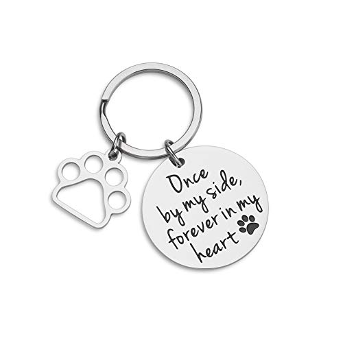 Product Cover VANLOVEMAC Loss of Pet Memorial Keychain Dog Cat Remembrance Jewelry Pet Sympathy Gift Dog Remembrance for Women Men Once by My Side Forever in My Heart Key Ring