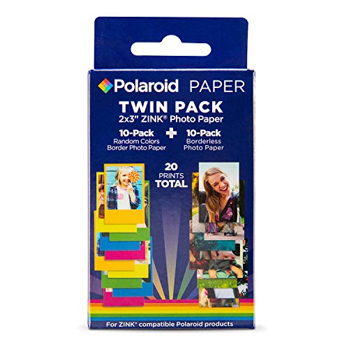 Product Cover Polaroid 2x3 Zink Photo Paper 10 Borderles Sheets + 10 Color Border Sheets (20 Sheets) for Zink Compatible Products.