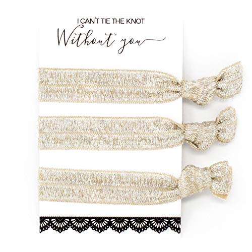 Product Cover Bachelorette Hair Ties Set No Crease Ribbon Elastics Ouchless Ponytail Holders Hair Bands for Bachelorette Gift Bridesmaid Gift Bride Showers (6 Pack, Glitter Ivory)