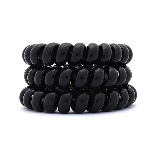 Product Cover Gehna by RTS Elastic Spiral Stretch Hair Bands - Set of 3 Rubber Band (Black)