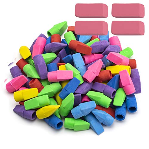 Product Cover Sooez Pencil Erasers, 104 Pack Pencil Top Erasers Cap Erasers Eraser Tops Pencil Eraser Toppers School Erasers for Kids School Supplies for Teachers Eraser Pencil Erasers, Assorted Color