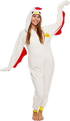 Product Cover Silver Lilly Slim Fit Animal Pajamas - Adult One Piece Cosplay Chicken Costume