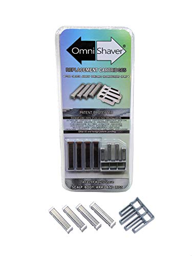 Product Cover Premium Omnishaver Replacement Cartridge Refill Kit with One Blade Removal Tool - An Alternative to Disposable, Self Cleans & Strops During Use - Durable Smooth & Comfortable 4 Blades