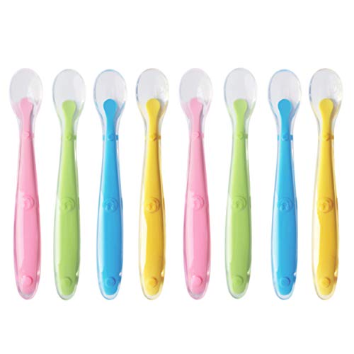 Product Cover Tosnail 8 Pack Soft-Tip Silicone Infant Spoons Baby Spoons with 4 Storage Case - Gift Set of 4 Colors