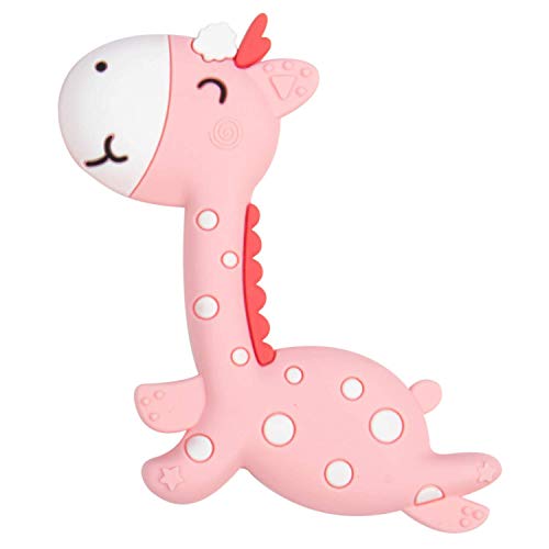 Product Cover Nearbyme Baby Teething Toys, BPA-Free Cute Giraffe Design Teething Relief, Soft Silicone Teether Toy, Dishwasher-Safe for Toddlers & Infants, Babies, Boys, Girls (Pink)