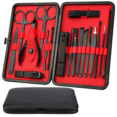 Product Cover SOONPAM Manicure Set Pedicure Kit Nail Clippers 18 in 1 Stainless Steel Professional Grooming Kit Fingernails Toenails Cutter File Nail Scissors Nail Tools with Travel Case