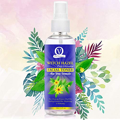 Product Cover Vital Organics Witch Hazel Deep Cleansing Facial Toner With Aloe Vera - Pore Minimizer & Calming Skin Treatment For All Skin Types