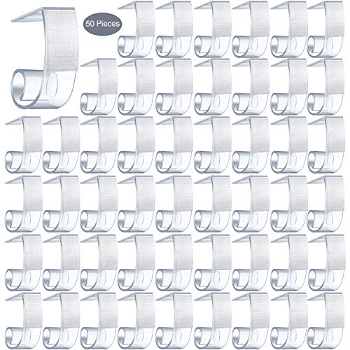 Product Cover Boao 50 Pieces Table Skirting Clips SMC Model Tablecloth Clips for 1 Inch to 1 1/4 Inch Table Edge with Hook and Loop Tape for Home Party Picnic Indoor Outdoor Events
