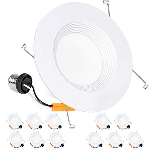 Product Cover Hykolity 12 Pack 5/6 Inch LED Recessed Downlight, Baffle Trim, CRI90, 12W=100W, 1000lm, Dimmable, 5000K Daylight White LED Recessed Lights, Damp Rated, ETL Listed