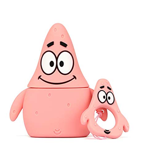 Product Cover Airpods Case,3D Cute Cartoon Airpods Cover Airpods Silicone Case Funny Cover for Apple Airpods 1&2,Fun Cool Animal Skin Kits with Carabiner,Unique Cases Designed for Kids Girl and Boys (Patrick Star)