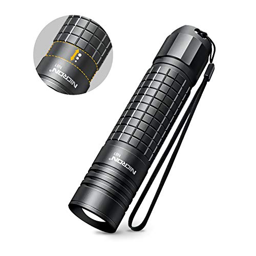 Product Cover Flashlight,NICRON N81 Tactical EDC Flashlight 700 Lumens,Zoomable,Water Resistant,5 Modes,Handheld Light-For Camping, Outdoor, Emergency, Everyday Flashlights(18650/AA Not included)