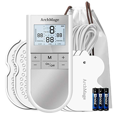 Product Cover ArchMage Easy to Use TENS Unit Muscle Stimulator with HD Screen, Dual Channel, 4 Electrode Pads, 5 Modes, 16 Intensity Level for Pain Relief Therapy, Pocket Size, FDA Cleared