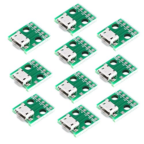 Product Cover HiLetgo 10pcs Micro USB to DIP Adapter 5pin Female Connector B Type PCB Converter pinboard