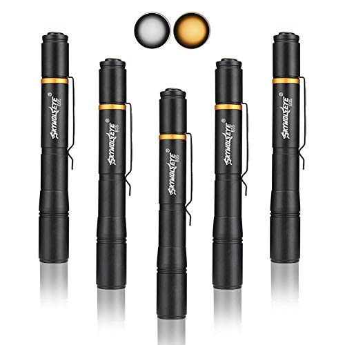 Product Cover Led Penlight Flashlight,1/5/10 Pcs Waterproof White/Yellow Light Mini Medical Pen Light Flashlight With Clip ... (5 Pcs)