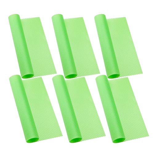Product Cover Fridge Liner Pre-Cut Waterproof 6 PCS - 17.7 x 11.4 inch Refrigerator Pads Mats Non Slip Placemats for Vegetable Tray Shelves (Transparent Green)
