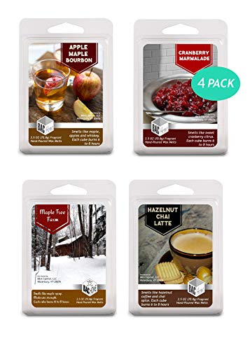 Product Cover BAC Home 4 Pack - Autumn Collection Soy Blend Scented Wax Melts Wax Cubes, 10.0 oz, [24 Cubes] with Apple Maple Bourbon, Hazelnut Chai Latte, Cranberry Marmalade and Maple Tree Farm