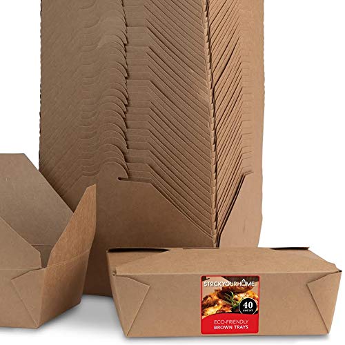 Product Cover Microwaveable Kraft Brown Take Out Boxes 71 oz (40 Pack) Leak and Grease Resistant Food Containers - Recyclable Lunch Box - to Go Containers for Restaurants, Catering and Parties