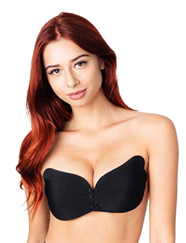 Product Cover INOTKA Invisible Adhesive Bra Strapless Push up Drawstrings Reusable Backless Sticky Black