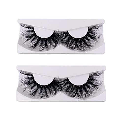 Product Cover Newcally 25mm Real Mink Lashes 2 Pairs 5D Mink False Eyelashes Dramatic Long Messy Cross Lashes