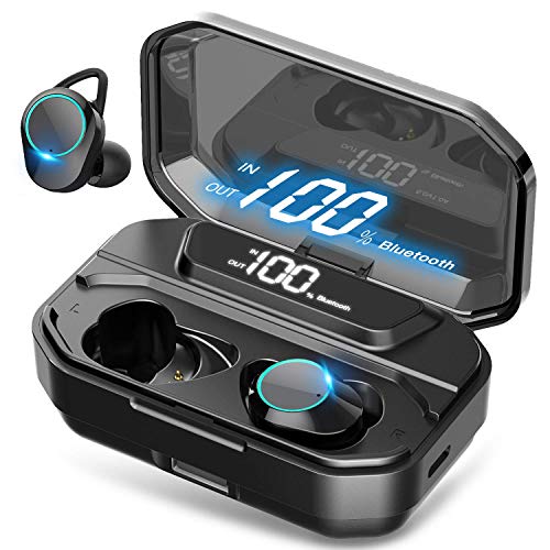 Product Cover [2019 Ultimate] True Wireless Earbuds Bluetooth 5.0 Headphones, IPX7 Waterproof Earphones for Sports, 110H Playtime w/ 3300mAh Charging Case, 3D Stereo Audio Touch Control in-Ear Headset w/Mic