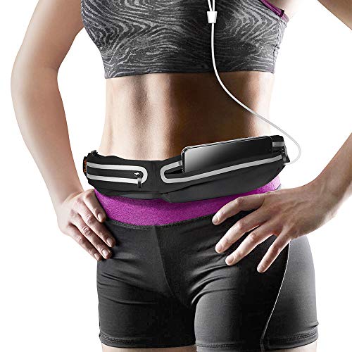 Product Cover Ddida Slim Running Belt, Water Resistant Runners Belt Fanny Pack for Hiking Fitness, Black Runners Waist Pack iPhone 11 pro max Xs x 6 7 8 for Men,Women